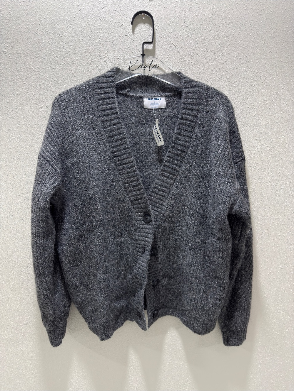 Old Navy Charcoal Gray V-Neck Button Front Cardigan